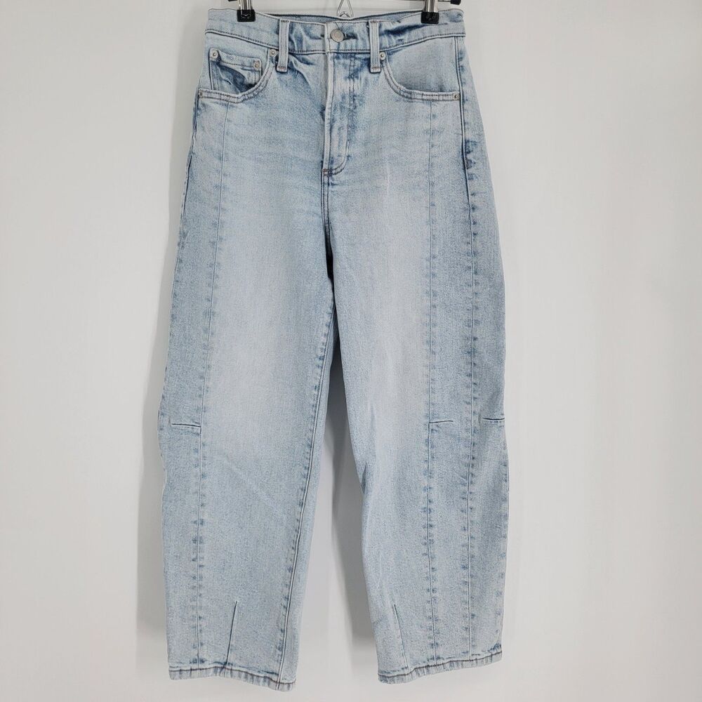 Pistola Jeans Womens 25 Light Wash High Rise Seamed Barrel Leg Cropped